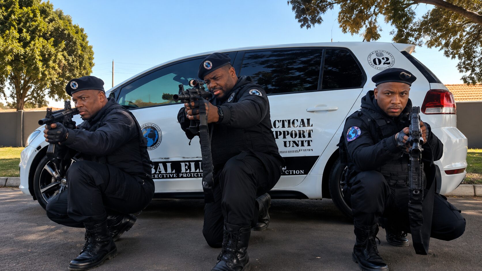 Security Officers with Patrol Car